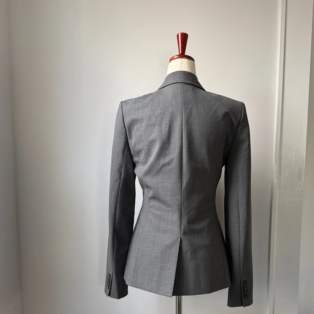 J. Crew Women's Gray Suit Jacket Single Breasted Blazer 8 Tollegno 1900 Wool